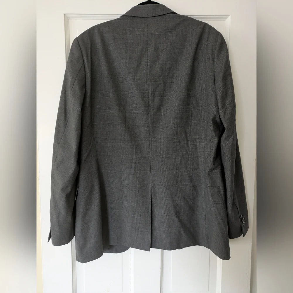 42R Banana Republic Tailored Fit Blazer Mens Grey Plaid Wool Sportcoat